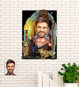 Kişiye Özel Viking Temalı Karikatür Ahşap Tablo