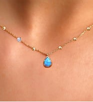 Demas Gold Pırlanta 14 Ayar Altın Dorika Avustralya Mavi Opal Kolye
