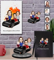 Kişiye Özel Aile Karikatürlü 5 li Hediye Seti  Mod-8