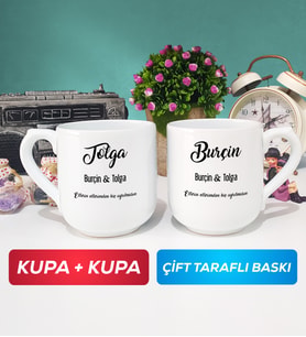 İkili Sevgiliye Hediye İsme Özel Sevgililer Günü Hediyesi Kupa Bardak Oval