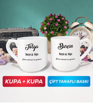 İkili Sevgiliye Hediye İsme Özel Sevgililer Günü Hediyesi Kupa Bardak Oval