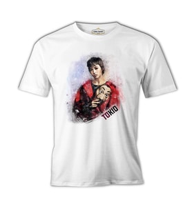 La Casa de Papel - Tokio Mask Beyaz Erkek Tshirt