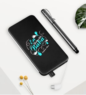 BK Gift Kişiye Özel En Yakışıklı Baba Siyah 5000 mAh Powerbank ve Kalem Seti (Model 1)