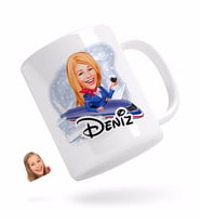 BK Gift Kişiye Özel Hostes Karikatürlü Beyaz Kupa Bardak-1