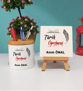 Tarih Öğretmeni Kalemlik ve Dekoratif Taş Baskı Seti