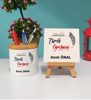Tarih Öğretmeni Kalemlik ve Dekoratif Taş Baskı Seti