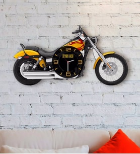BK Gift Kişiye Özel Motor Tasarımlı Ahşap Duvar Saati-5 (Beyaz)