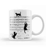 Notalar Müzik Cat Kedi Komik Kupa Bardak Porselen