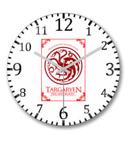 Targaryen House Duvar Saati Bombeli Gercek Cam