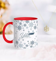 BK Gift Kişiye Özel Yılbaşı Mutlu Yıllar Kırmızı Kupa ve Kar Tanesi Kolye-17 (Model 1)