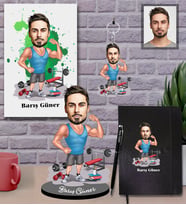 Kişiye Özel Sporcu Karikatürlü 5 li Hediye Seti Bay-8