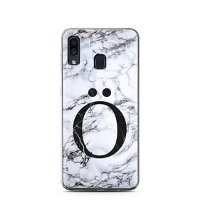 Samsung A30 Beyaz Mermer Harf Tasarımlı Telefon Kılıfı Ö-Harfi 