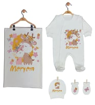 Pia Baby Gl 1933-03 İsme Özel Battaniyeli Tulum Set