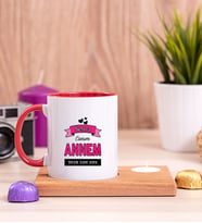 Canım Annem Ahşap Altlıklı Mumlu Kırmızı Kupa Bardak