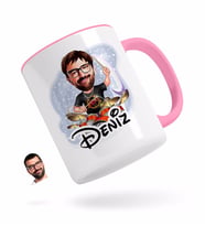 BK Gift Kişiye Özel Erkek Baterist Karikatürlü Pembe Kupa Bardak