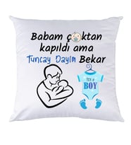 Biresimden Yenidoğan Hediyesi Dayım Bekar Erkek Bebek İsimli Yastık