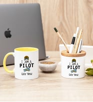 Pilot Sarı Kupa Bardak Ve Kalemlik Hediye Seti