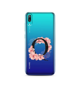 Pembe Çiçekli Harf Tasarım Süper Şeffaf Silikon Telefon Kılıfı Huawei Y7 Pro 201