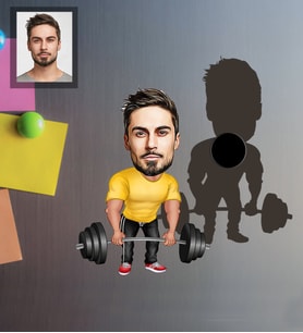 Kişiye Özel Sporcu Karikatürlü Ahşap Magnet Bay-7