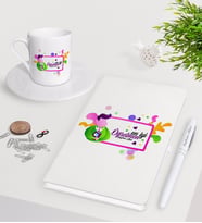 BK Gift Kişiye Özel En İyi Öğretmen Beyaz Defter Kalem Türk Kahvesi Fincanı Seti-1 (Model 1)