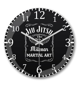 Jiu Jitsu Whiskey Tag Duvar Saati Bombeli Gercek Cam
