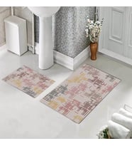 Banyo Halısı Ikili Klozet Takımı Kaymaz Tabanlı (60 xm x 100 cm + 40 cm x 60 cm) 