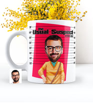 BK Gift Kişiye Özel Bay Olağan Şüpheli Karikatürlü Beyaz Kupa Bardak - 1