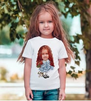 BK Gift Kişiye Özel Kız Çocuk Karikatürlü Beyaz T-Shirt-16 (Beyaz)