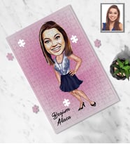 Kişiye Özel Bayan Karikatürlü A4 99 Parça Puzzle Model-1