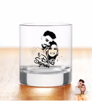 BK Gift Kişiye Özel Renkli Baskılı İsimli Sevgililer Silüet Viski Bardağı-1 (Beyaz)