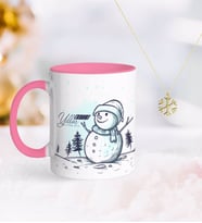 BK Gift Kişiye Özel Yılbaşı Mutlu Yıllar Pembe Kupa ve Kar Tanesi Kolye-18 (Model 1)