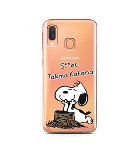 Snoopy Tasarımlı Süper Şeffaf Silikon Telefon Kılıfı Samsung A40
