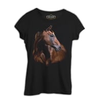 At 1 Siyah Kadın Tshirt