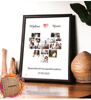 Kişiye Özel 15 Fotoğraf Baskılı-Mesajlı Kalp Tasarımlı Fotoğraf Çerçevesi