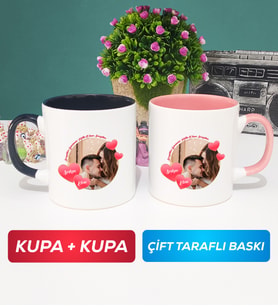 İkili Sevgiliye Sevgililer Günü Hediyesi 8 Kupa Bardak Siyah Pembe