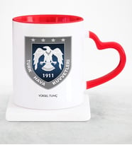 BK Gift Kişiye Özel Mesleki Türk Hava Kuvvetleri Kırmızı Kalpli Kupa Bardak