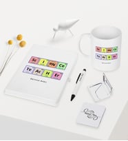 BK Gift Kişiye Özel Fen Bilimleri Öğretmeni Temalı Beyaz Defter Kalem Kupa Ayna Seti - 3