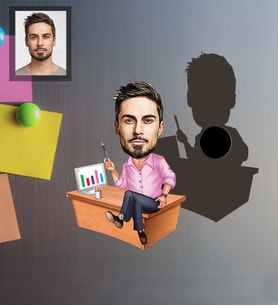 Kişiye Özel İş Adamı Karikatürlü Ahşap Magnet Bay-13