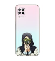 Kapalı Çiçekli Kız Tasarımlı Süper Şeffaf Silikon Telefon Kılıfı Huawei P40 Lite