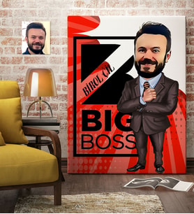 BK Gift Kişiye Özel Bay Big Boss Karikatür Kanvas Tablo 70x100cm 2