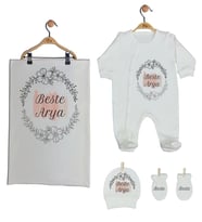 Pia Baby Gl 1908-03 İsme Özel Battaniyeli Tulum Set