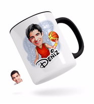 BK Gift Kişiye Özel Erkek Basketbolcu Karikatürlü Siyah Kupa Bardak-1