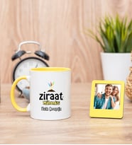 Ziraat Mühendisi Sarı Kupa Bardak ve Sarı Mini Fotoğraf Çerçevesi