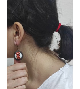 Motif İşlemeli Kanaviçe Küpe