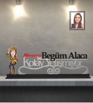 Kişiye Özel Bayan Karikatürlü Kolay Yetişmiyor Ahşap Biblo Model-12