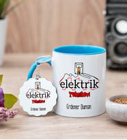 Elektrik Teknikeri Mavi Kupa Bardak Ve Anahtarlık Set