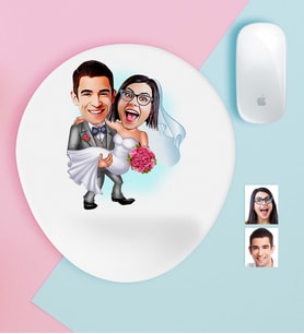 BK Gift Kişiye Özel Evleniyoruz Karikatürlü Bilek Destekli Mouse Pad-7 (Beyaz)