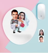 BK Gift Kişiye Özel Evleniyoruz Karikatürlü Bilek Destekli Mouse Pad-7 (Beyaz)