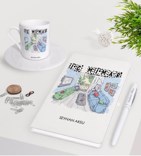 BK Gift Kişiye Özel İç Mimar Beyaz Defter Kalem Türk Kahvesi Fincanı Seti-3 (Model 1)