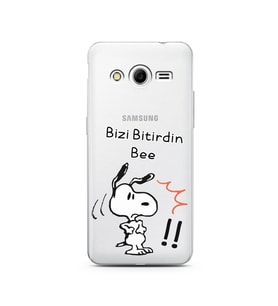 Snoopy Tasarımlı Süper Şeffaf Silikon Telefon Kılıfı Samsung Core 2